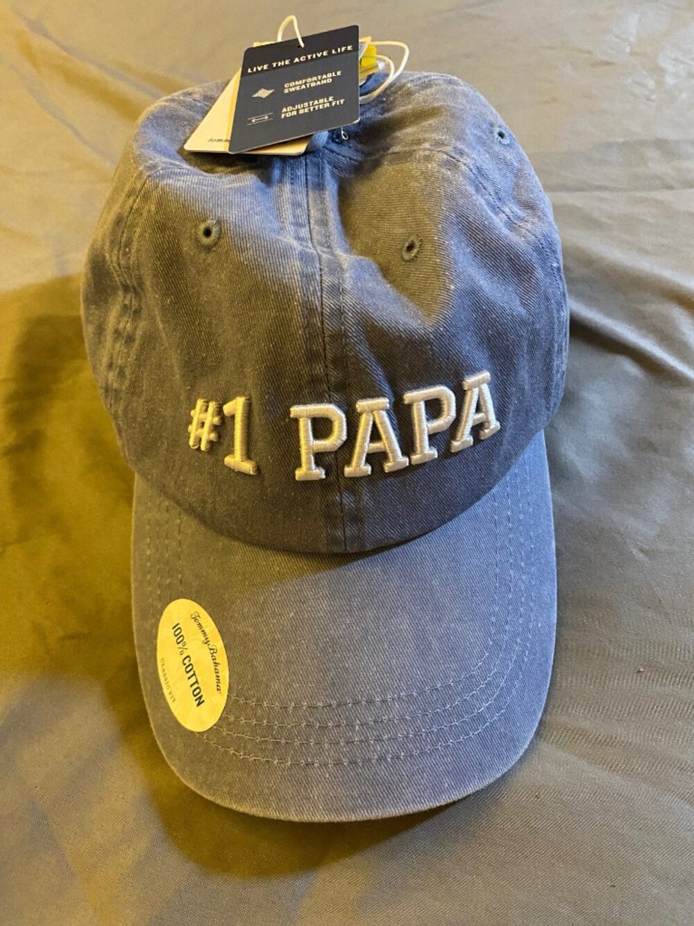 Tommy Bahama Men's Dark Gray Embroidered #1 Papa Adjustable Baseball Hat NWT